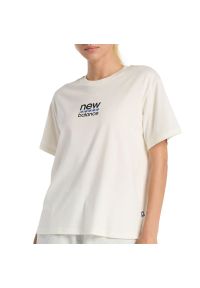 Koszulka damska New Balance WT51541SST - beżowa. Kolor: beżowy. Materiał: bawełna, materiał. Długość rękawa: krótki rękaw. Długość: krótkie #1
