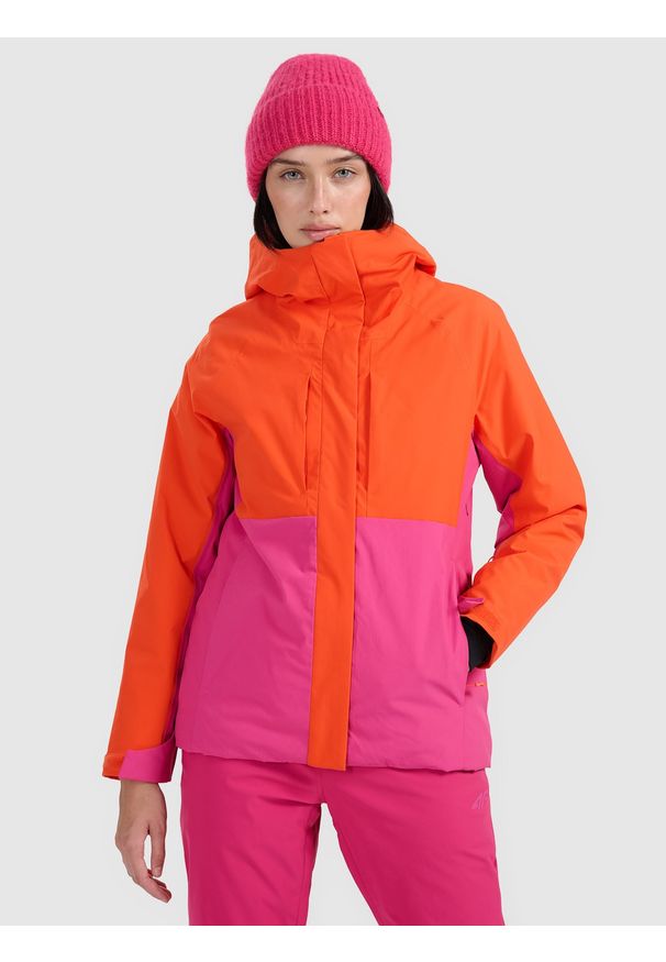 4f - 4F Kurtka narciarska membrana 8000 damska - pomarańczowa XL. Kolor: pomarańczowy. Materiał: poliester, materiał. Wzór: gładki. Sezon: zima