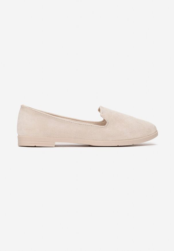 Renee - Beżowe Balerinki Typu Loafersy Daphikaia. Okazja: na spacer. Kolor: beżowy. Sezon: lato. Styl: elegancki