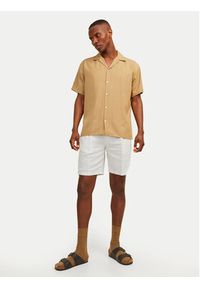 Jack & Jones - Jack&Jones Szorty materiałowe Jpstace 12252992 Biały Tapered Fit. Kolor: biały. Materiał: len, bawełna #3