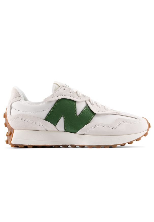 Buty unisex New Balance U327WKN – beżowe. Okazja: na co dzień. Kolor: beżowy. Materiał: guma, zamsz, materiał. Szerokość cholewki: normalna