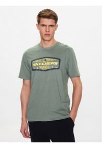 skechers - Skechers T-Shirt Latitude MTS368 Zielony Regular Fit. Kolor: zielony. Materiał: bawełna