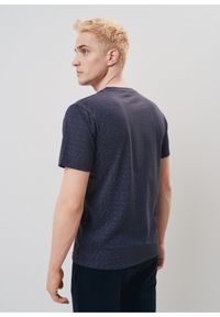 Ochnik - Granatowy T-shirt męski z monogramem. Kolor: niebieski. Materiał: bawełna. Długość: krótkie. Wzór: aplikacja #2
