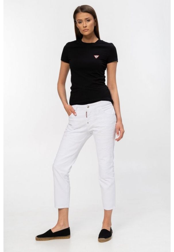 DSQUARED2 Cool girl cropped jeanBiałe jeansy damskie, Rozmiar 38. Kolor: biały. Wzór: aplikacja