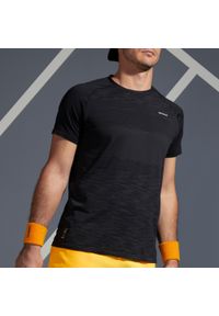 ARTENGO - Koszulka tenisowa męska Artengo TTS 500 Soft. Kolor: czarny. Materiał: materiał, poliester, poliamid. Sport: tenis #1