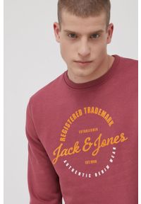 Jack & Jones Bluza męska kolor różowy z nadrukiem. Okazja: na co dzień. Kolor: różowy. Materiał: bawełna. Wzór: nadruk. Styl: casual