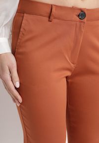 Born2be - Jasnobrązowe Spodnie z Nogawkami 7/8 z Regularną Talią Kintsu. Kolor: brązowy. Materiał: tkanina #3