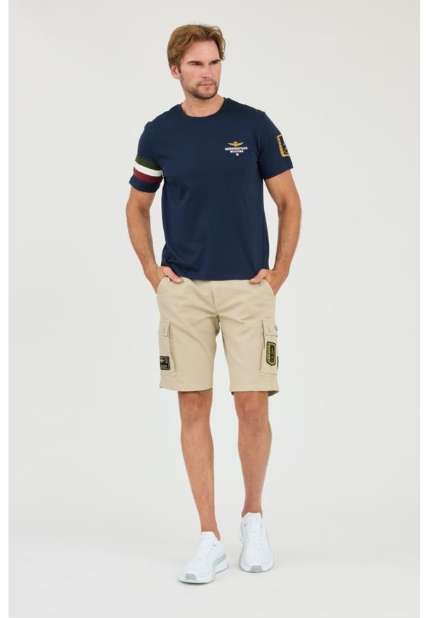 Aeronautica Militare - AERONAUTICA MILITARE Beżowe męskie bermudy Frecce Tricolori, Rozmiar M. Kolor: beżowy