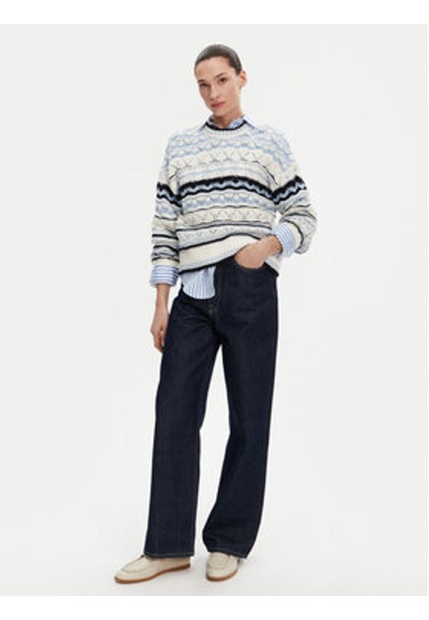 Barbour Sweter Eloise LKN1615MI11 Błękitny Relaxed Fit. Kolor: niebieski. Materiał: bawełna