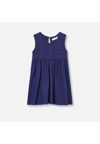 Sinsay - Sukienka z ażurową górą - Granatowy. Kolor: niebieski. Wzór: ażurowy #1