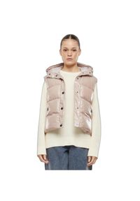 Kurtka bez rękawów z kapturem z recyklingu dla kobiet Urban Classics Sherpa. Typ kołnierza: kaptur. Kolor: różowy. Materiał: puch. Długość rękawa: bez rękawów. Styl: elegancki