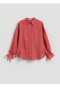 Reserved - Koszula z lnem - intenstywna czerwień. Kolor: czerwony. Materiał: len
