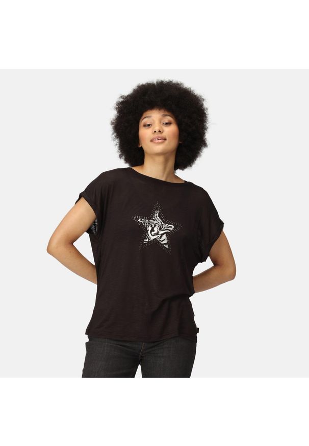 Roselynn Regatta damska turystyczna koszulka. Kolor: czarny. Sport: turystyka piesza