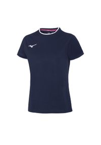 Damska koszulka polo Mizuno. Typ kołnierza: polo. Kolor: niebieski, wielokolorowy, biały. Sport: fitness #1
