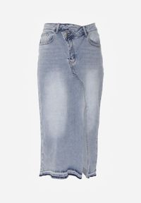 Renee - Niebieska Spódnica z Jeansu z Bawełną High Waist o Asymetrycznym Kroju Vikisla. Stan: podwyższony. Kolor: niebieski. Materiał: bawełna, jeans #3