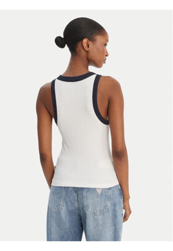 Guess Jeans Top W6GPZ8 KF641 Biały Slim Fit. Kolor: biały. Materiał: syntetyk