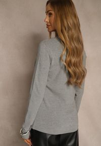 Renee - Szara Casualowa Bluzka Longsleeve z Okrągłym Dekoltem Unaladesa. Okazja: na co dzień. Kolor: szary. Materiał: jeans. Długość rękawa: długi rękaw. Styl: casual #3