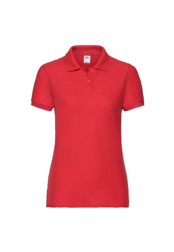 FRUIT OF THE LOOM - Koszulka Polo Damska. Typ kołnierza: polo. Kolor: czerwony