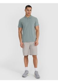 4f - 4F Koszulka polo regular męska - khaki XL. Okazja: na co dzień. Typ kołnierza: polo. Kolor: oliwkowy, brązowy, wielokolorowy. Materiał: dzianina, poliester, bawełna, materiał. Wzór: ze splotem. Styl: casual, klasyczny, sportowy #2