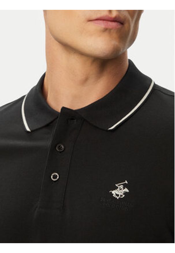 Beverly Hills Polo Club Polo P-SS26M-P42561 Czarny Regular Fit. Typ kołnierza: polo. Kolor: czarny. Materiał: bawełna