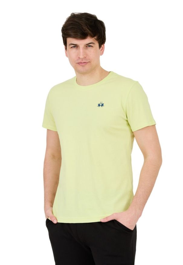 La Martina - LA MARTINA Żółty męski t-shirt z małym logo, Rozmiar M. Kolor: żółty