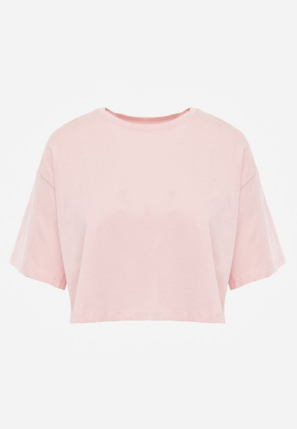 Renee - Jasnoróżowy T-shirt Phelista. Okazja: na co dzień. Kolor: różowy. Materiał: jeans. Długość rękawa: krótki rękaw. Długość: krótkie. Styl: casual, klasyczny