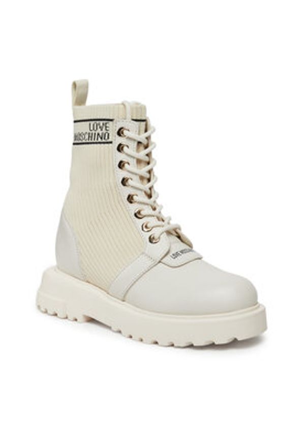 Love Moschino - LOVE MOSCHINO Trzewiki JA24324G0HIY612A Biały. Kolor: biały. Materiał: materiał