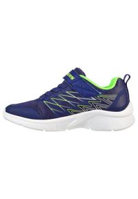 skechers - Buty do chodzenia dla dzieci Skechers Microspec Texlor. Kolor: niebieski. Materiał: guma, materiał, tkanina, syntetyk. Sport: turystyka piesza