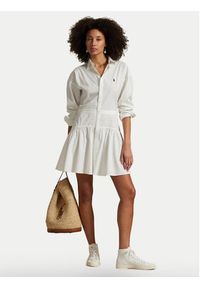 Polo Ralph Lauren Sukienka koszulowa 211965856001 Biały Regular Fit. Typ kołnierza: polo. Kolor: biały. Materiał: bawełna. Typ sukienki: koszulowe #5