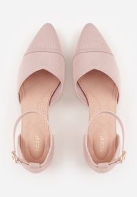 Renee - Różowe Czółenka ze Sportowej Tkaniny VICES na Słupku z Paskiem przy Kostce Loraira. Zapięcie: pasek. Kolor: różowy. Materiał: tkanina. Obcas: na słupku. Styl: sportowy #2