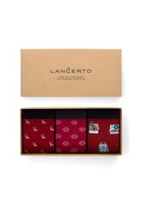 Lancerto - Zestaw 3 Par Skarpet Świątecznych. Materiał: dzianina, elastan, bawełna, poliamid. Wzór: aplikacja, kolorowy