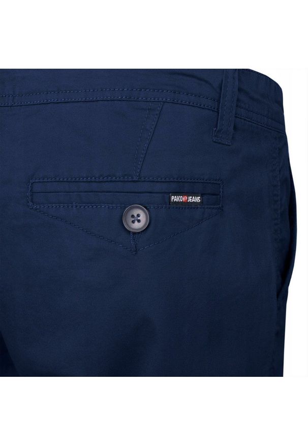 Męskie Szorty, Krótkie Spodenki - Pako Jeans - Granatowe. Kolor: niebieski. Materiał: elastan, bawełna. Długość: krótkie. Sezon: lato. Styl: klasyczny