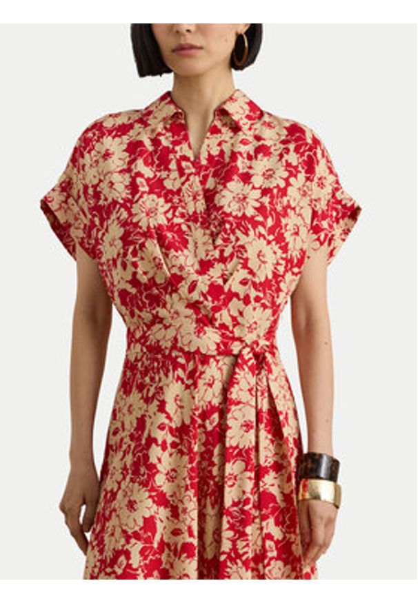Lauren Ralph Lauren - LAUREN RALPH LAUREN Sukienka koszulowa 200P08692001 Czerwony Regular Fit. Kolor: czerwony. Materiał: syntetyk. Typ sukienki: koszulowe
