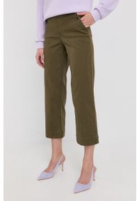 Spanx spodnie damskie kolor zielony proste high waist. Okazja: na co dzień. Stan: podwyższony. Kolor: zielony. Materiał: tkanina. Styl: casual #1