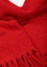 Born2be - Czerwony Klasyczny Szalik Zdobiony Frędzlami Vetilana. Okazja: do pracy. Kolor: czerwony. Materiał: jeans. Wzór: aplikacja. Styl: klasyczny #2