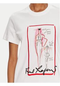 Karl Lagerfeld - KARL LAGERFELD T-Shirt 245W1713 Biały Regular Fit. Typ kołnierza: dekolt w karo. Kolor: biały. Materiał: bawełna
