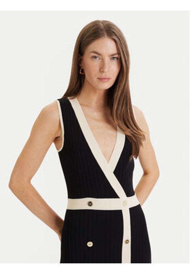 LOLA CASADEMUNT Sukienka dzianinowa LS2616160 Czarny Regular Fit. Kolor: czarny. Materiał: syntetyk