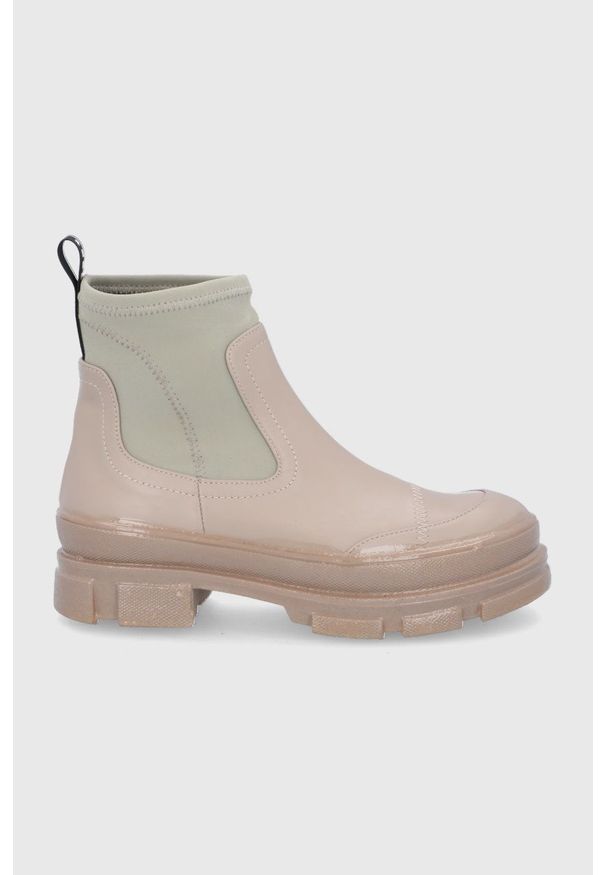 MOA Concept Sztyblety damskie na platformie. Nosek buta: okrągły. Kolor: beżowy. Materiał: guma. Obcas: na platformie