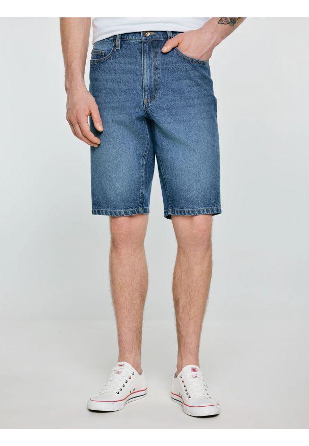 Big-Star - Szorty męskie jeansowe niebieskie Colter 410. Stan: podwyższony. Kolor: niebieski. Materiał: jeans. Długość: krótkie. Sezon: lato. Styl: vintage, klasyczny