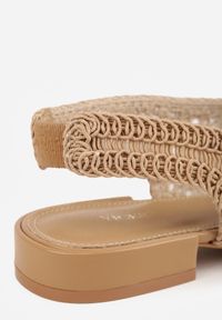 Renee - Ciemnobeżowe Balerinki Slingback VICES z Cholewką z Plecionki Lilinova. Kolor: beżowy. Materiał: len. Szerokość cholewki: normalna. Styl: boho, elegancki #5