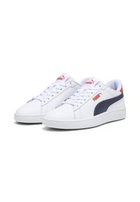 Puma - Młodzieżowe skórzane sneakersy Smash 3.0 PUMA. Zapięcie: sznurówki. Kolor: biały, czerwony, wielokolorowy, niebieski. Materiał: skóra. Szerokość cholewki: normalna. Sport: turystyka piesza