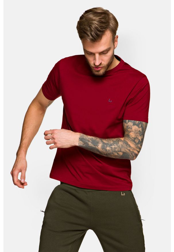 Lancerto - Koszulka Bordowa Bawełniana Mark. Kolor: czerwony. Materiał: bawełna