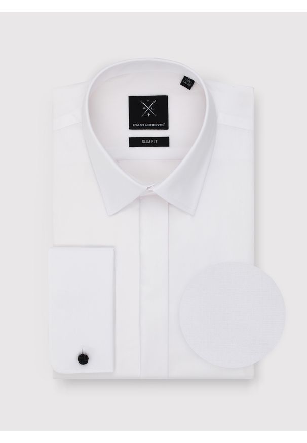 Pako Lorente - PAKO LORENTE - Biała koszula na spinki. Kolor: biały. Materiał: bawełna. Długość rękawa: długi rękaw. Długość: długie. Styl: elegancki
