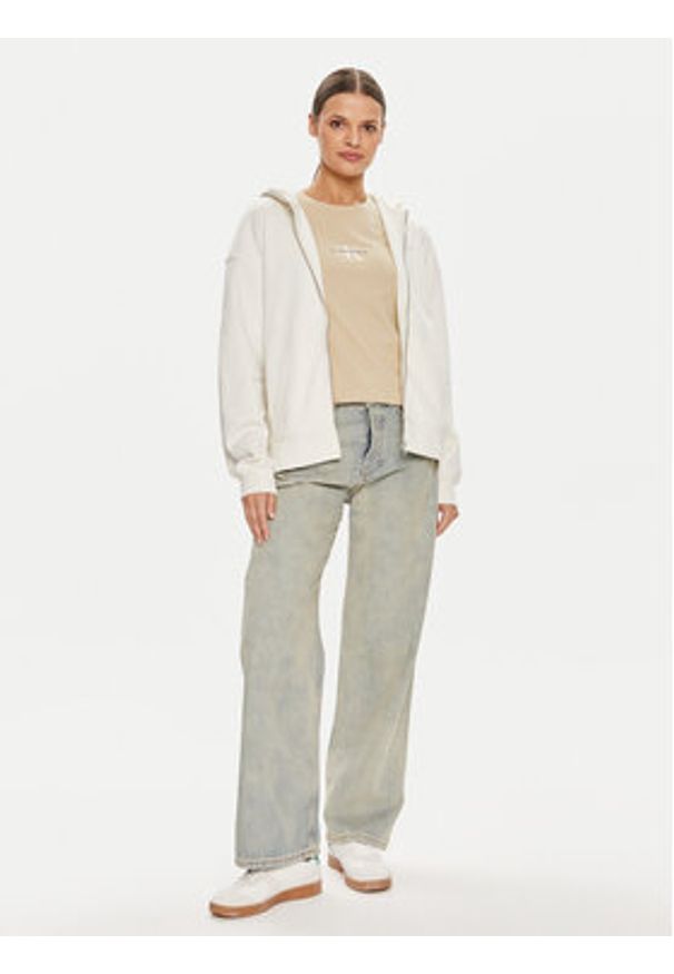 Calvin Klein Jeans Bluza Diffused J20J223533 Écru Regular Fit. Materiał: bawełna