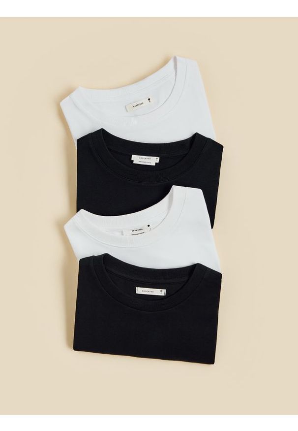 Reserved - T-shirt regular - biały. Kolor: biały. Materiał: dzianina, bawełna