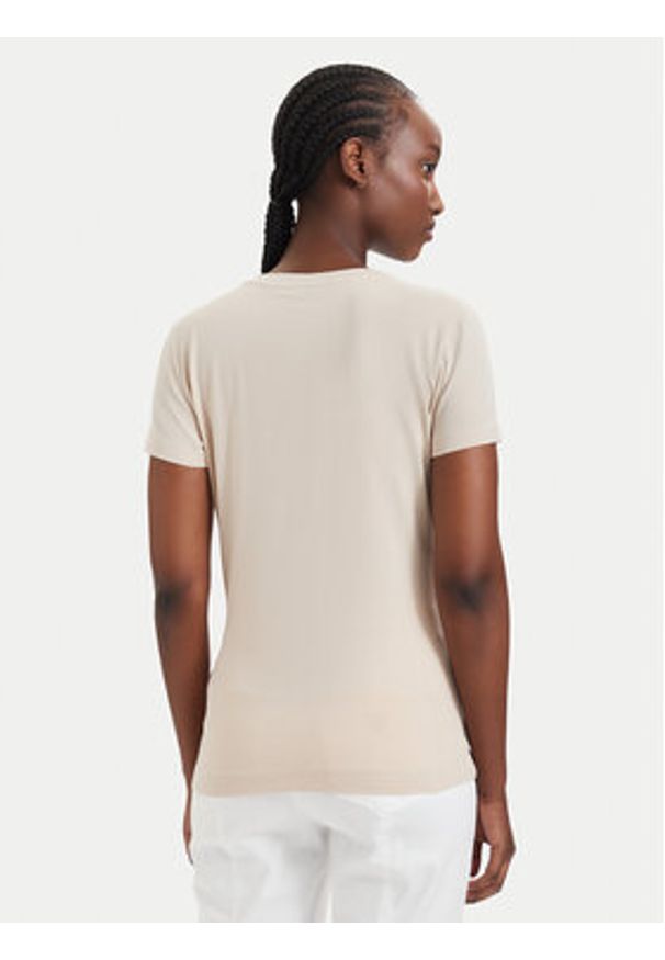 Guess T-Shirt 182454 Beżowy Classic Fit. Kolor: beżowy. Materiał: bawełna