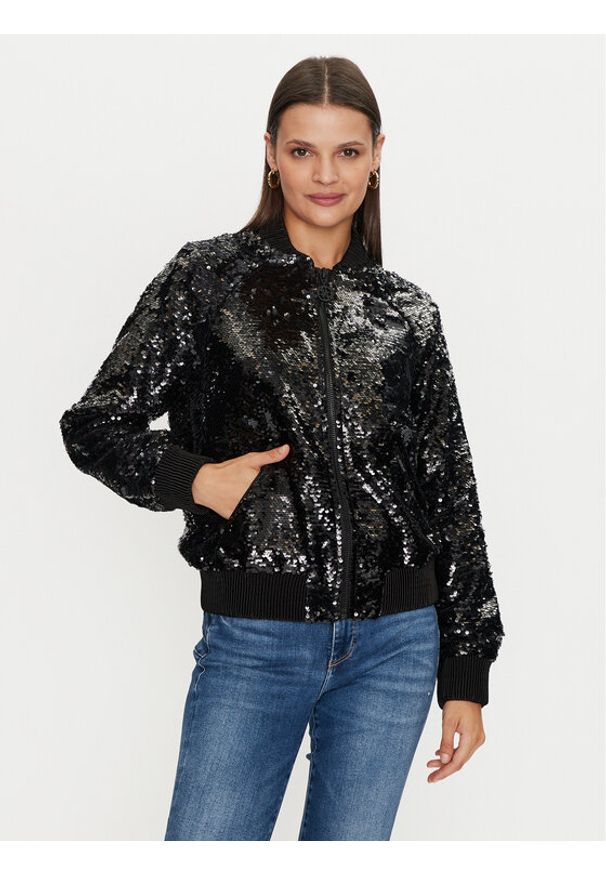 Guess Kurtka bomber W4YL12 WGAH0 Czarny Regular Fit. Kolor: czarny. Materiał: syntetyk