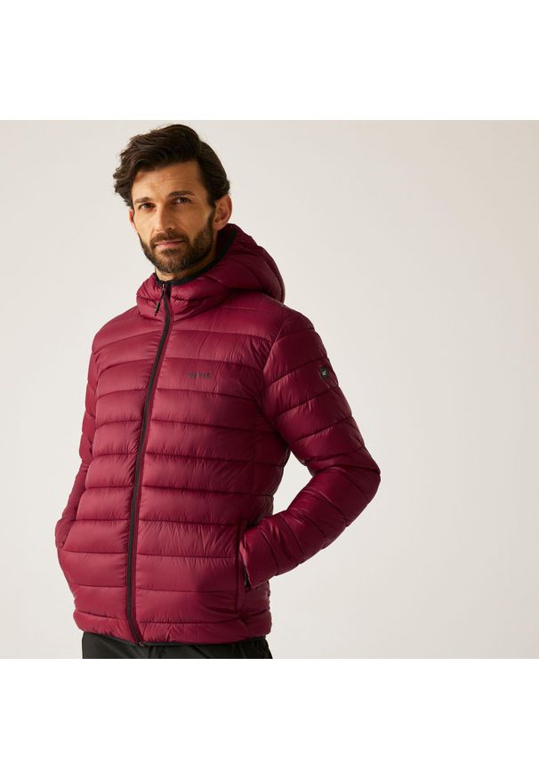 Regatta - Marizion Męska wodoodporna aktywna kurtka z kapturem z przegrodami. Typ kołnierza: kaptur. Kolor: czerwony, brązowy, wielokolorowy. Materiał: puch. Sport: turystyka piesza
