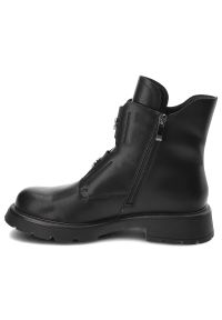 Czarne Botki Artiker Modne Ocieplane Obuwie Damskie. Okazja: na co dzień. Zapięcie: klamry. Kolor: czarny. Materiał: skóra. Styl: casual, rockowy #4