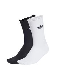 Adidas - adidas Zestaw 2 par wysokich skarpet damskich Ruffle Sock 2P JD5623 Biały. Kolor: biały. Materiał: materiał, poliamid